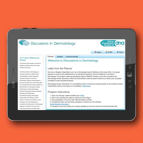Discussions in Dermatology on Tablet